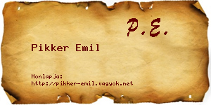 Pikker Emil névjegykártya